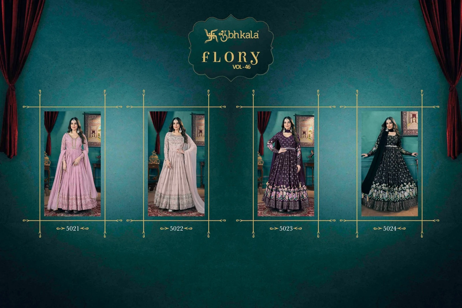 Shubhkala Flory Vol 46 Faux Georgette Wholesale Gown with Dupatta Catalog — Wholesale Kurtis, MPA wholesale from Surat — view 6